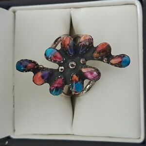 Spiny Oyster Turquoise Set In 925 Sterling Silver.